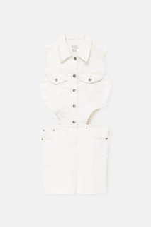 Платье Pull&amp;Bear Short Denim With Cutout Detail, белый