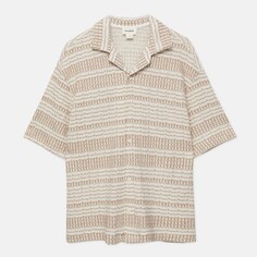 Рубашка Pull&amp;Bear Striped Short Sleeve Knit, бежевый