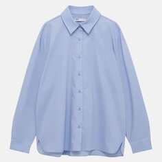 Рубашка Pull&amp;Bear Basic Poplin, светло-голубой