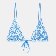 Лиф Pull&amp;Bear Triangle Bikini With Front Bow, голубой/белый