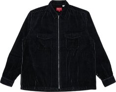 Рубашка Supreme 2-Tone Corduroy Zip Up Shirt &apos;Black&apos;, черный