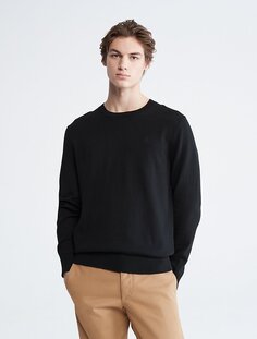Гладкий хлопковый свитер Calvin Klein, черный