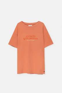 Оранжевая футболка Pull&amp;Bear со слоганом и пальмой, ярко-оранжевый