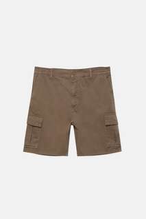 Шорты Pull&amp;Bear Basic Cargo Bermuda Shorts, коричневый