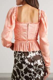 ULLA JOHNSON плиссированная атласная блузка Mia, пастельный розовый