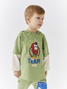 Толстовка для мальчика с длинными рукавами и принтом ностальгической обезьяны с капюшоном LCW Baby