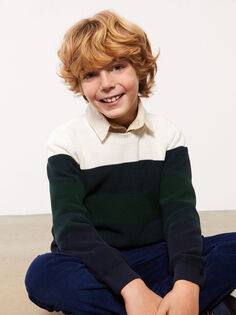Трикотажный свитер для мальчиков с круглым вырезом и цветными блоками с длинными рукавами Southblue