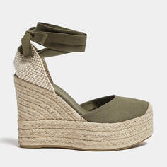 Эспадрильи Pull&amp;Bear Platform Wedge, хаки