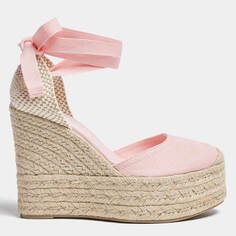 Эспадрильи Pull&amp;Bear Platform Wedge, ярко-розовый