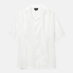 Рубашка Pull&amp;Bear White Striped Satin, белый