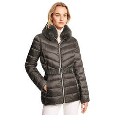 Пуховик Michael Michael Kors Faux Fur Trim Quilted Nylon, оливковый