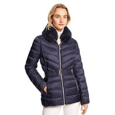 Пуховик Michael Michael Kors Faux Fur Trim Quilted Nylon, темно-синий