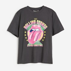 Футболка H&amp;M Motif The Rolling Stones, темно-серый H&M