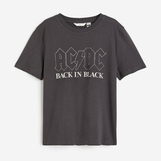 Футболка H&amp;M Motif AC/DC, темно-серый H&M