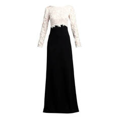 Платье Tadashi Shoji Two-Tone A-Line Lace Crepe Gown, черный/белый