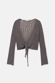 Кардиган Pull&amp;Bear Knit With Front Knot, темно-серый