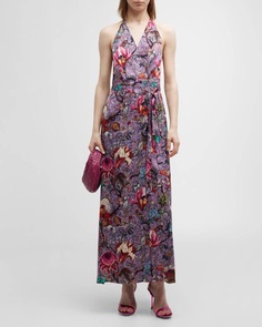 Макси-платье с запахом и лямкой на шее Candy с цветочным принтом Adriana Iglesias