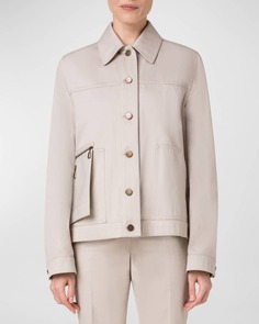 Джинсовая куртка со съемным кожаным карманом Akris