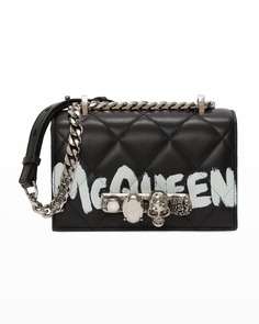 Миниатюрная сумка-портфель граффити с драгоценными камнями Alexander McQueen