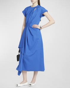 Асимметричное платье миди с драпировкой и перекручивающимся вырезом Alexander McQueen