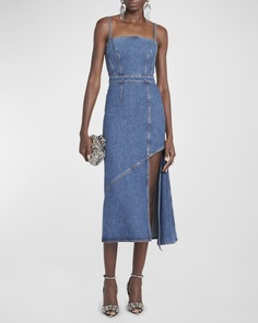 Джинсовое платье-миди с асимметричным разрезом Alexander McQueen