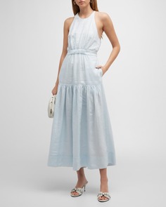 Льняное платье макси с высоким вырезом и заниженной талией Wrenley A.L.C.