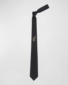 Мужской шелковый галстук с вышивкой Alexander McQueen