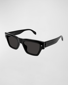 Мужские прямоугольные солнцезащитные очки из ацетата с заклепками Alexander McQueen