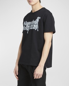 Мужская неоновая футболка с логотипом скелета Alexander McQueen