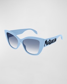 Монохромные солнцезащитные очки &quot;кошачий глаз&quot; из ацетата Alexander McQueen