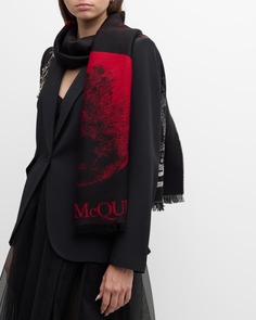 Объемный шарф Eclipsed Skull из смесовой шерсти Alexander McQueen