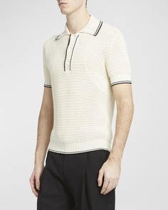 Мужская рубашка-поло из сетчатого хлопкового ремня Alexander McQueen