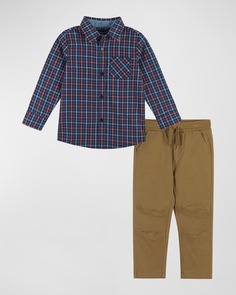 Рубашка на пуговицах в клетку и брюки из твила для мальчика, размер 2–7 Andy &amp; Evan