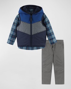 Пуховик с капюшоном для мальчика, комплект из рубашки и джоггеров, размеры 2–7 Andy &amp; Evan
