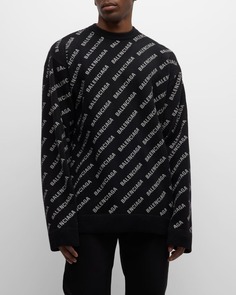 Мужской шерстяной свитер с логотипом Allover Balenciaga