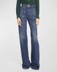 Расклешенные джинсовые брюки с высокой посадкой Balmain