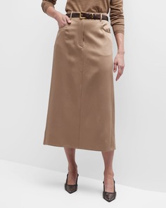 Атласная юбка-миди с 5 карманами Brunello Cucinelli