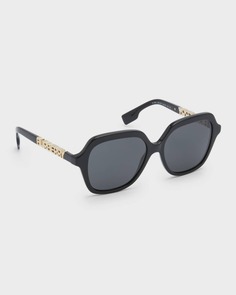 BE438955 Квадратные солнцезащитные очки из ацетата и пластика с вырезанным логотипом Burberry