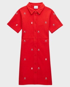 Платье-рубашка Romola с вышивкой Teddy &amp; Monogram для девочек, размер 3–14 Burberry