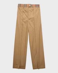 Широкие брюки Hermia с клетчатой ​​отделкой для девочек, размеры 4–14 Burberry
