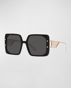 Крупногабаритные квадратные солнцезащитные очки из ацетата BVLGARI