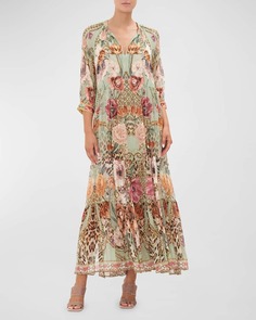 Длинное шелковое платье со сборками и цветочным принтом Grow &amp; Glow Camilla