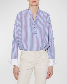 Хлопковая рубашка в полоску с рюшами и отделкой Tamara CALLAS Milano