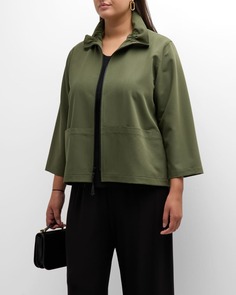 Дорожная куртка из габардина с молнией спереди больших размеров Caroline Rose Plus