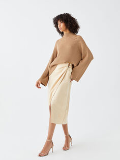 Прямая атласная Женская юбка трапециевидной формы с молнией на талии Natuvera