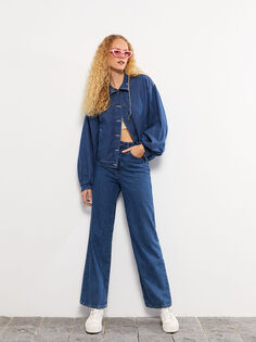 Женская джинсовая куртка с прямым воротником и длинными рукавами Xside