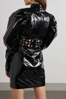 ROTATE BIRGER CHRISTENSEN виниловое платье мини Kimmy с вырезами и кристаллами, черный