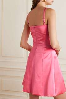 PATOU Атласное платье миди из смесового органического хлопка с вырезами, ярко-розовый