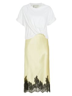 Комбинированное платье-футболка с драпировкой 3.1 Phillip Lim, белый