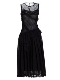 Платье-миди из присборенной хлопковой вуали 3.1 Phillip Lim, черный